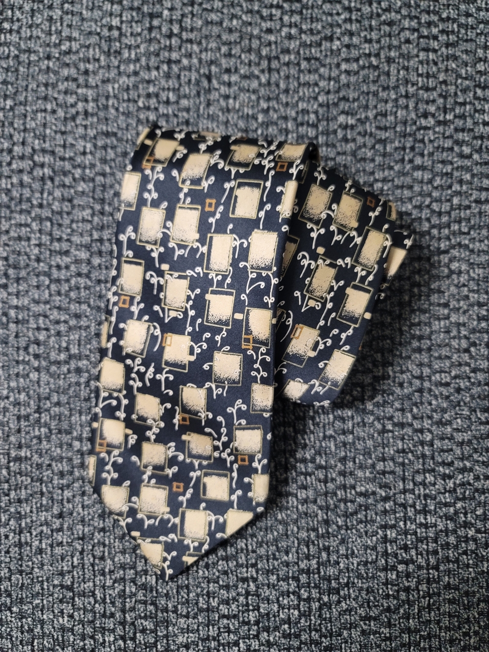 Brioni Gold Black 100% Silk Tie Made In Italy